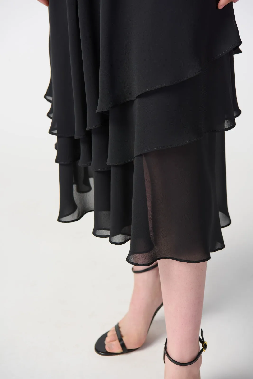 Joseph Ribkoff Black Layered Chiffon Skirt Style 241232