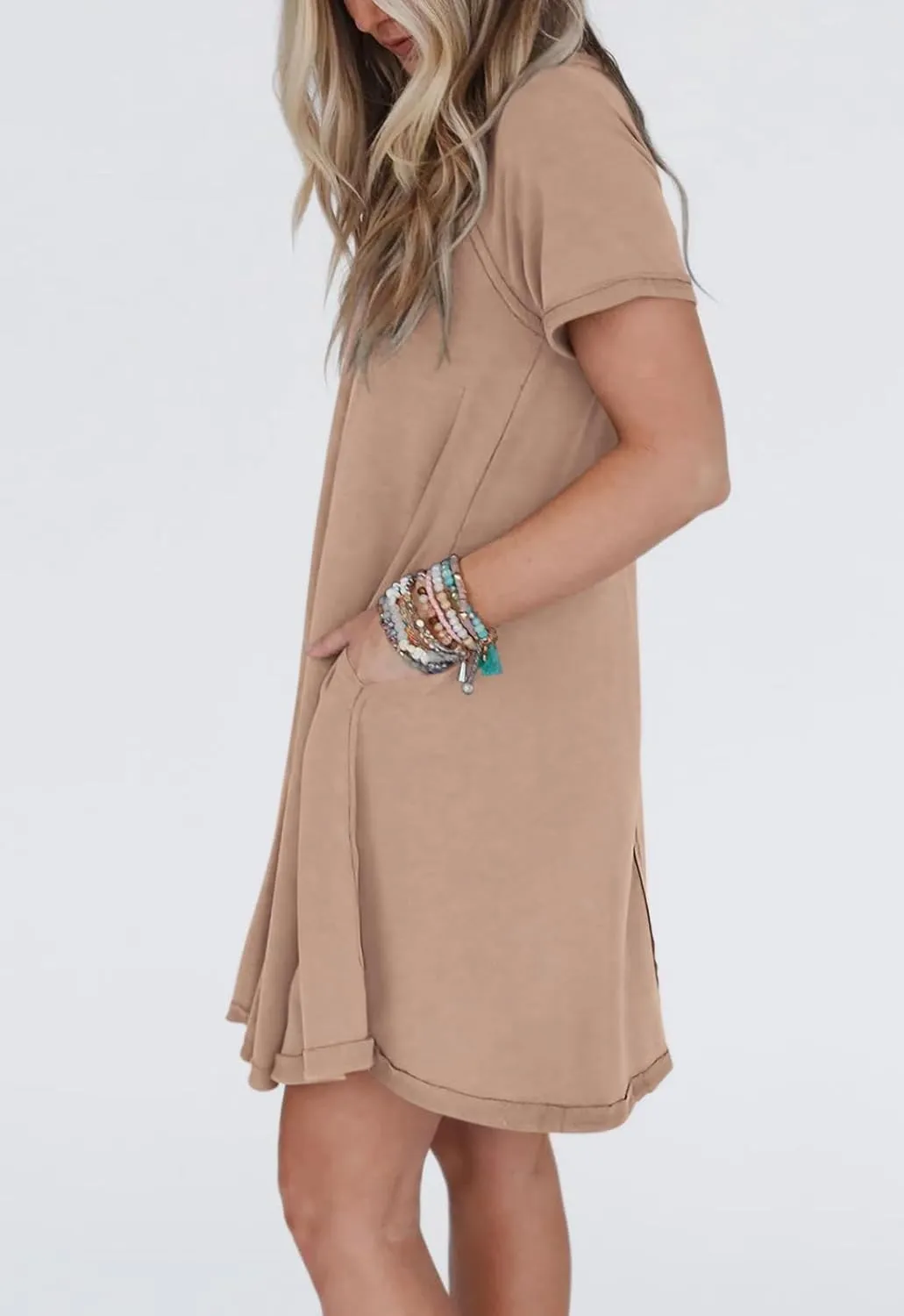 PRETTYGARDEN Women's Summer Casual T Shirt Dresses 2024 Short Sleeve Crew Neck Swing Dress with Pockets Short Dress